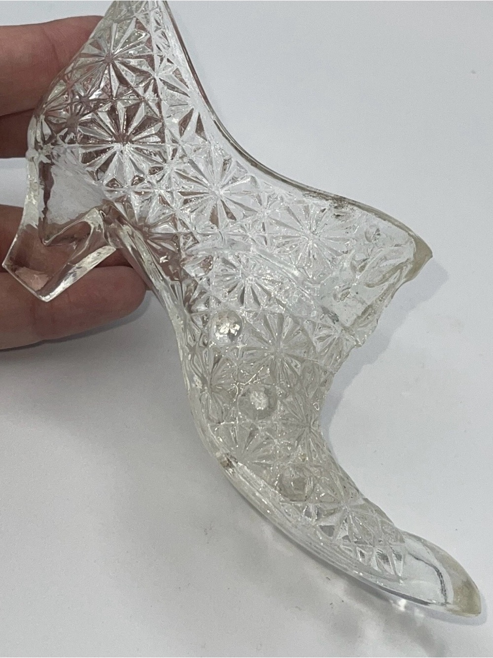 Vintage Fenton Clear Daisy & Button Bows beautiful glass hob heel